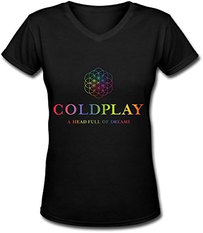 Coldplay A Head Full Of Dreams Popular 2016 Tour V Neck T Shirt For Women Black