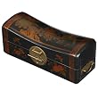 Handmade Black Leather Painted Butterfly & Flower Saddle-Lid Storage / Gift Box
