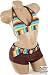 Brown Multicolored Stripe Boyshort Bikini Swimsuit S JUNIOR SIZE SMALL