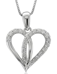 1/4 Carat Diamond Heart Pendant Necklace in 10k White Gold (GH, I2-I3, 0.25 carat)