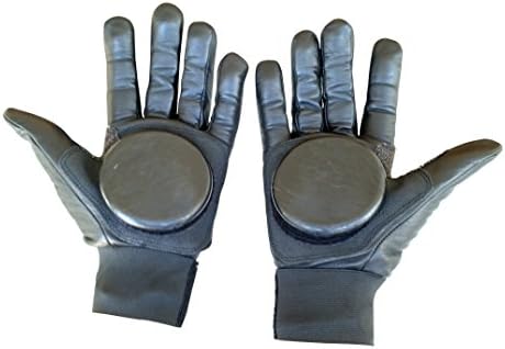 Leather Longboard Skateboard Slide Downhill Riding Skate Gloves with 1 Puck and Advanced Kevlar Material (Medium)