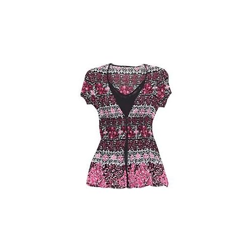 Misses Bay Studio Career Print Pleated Blouse