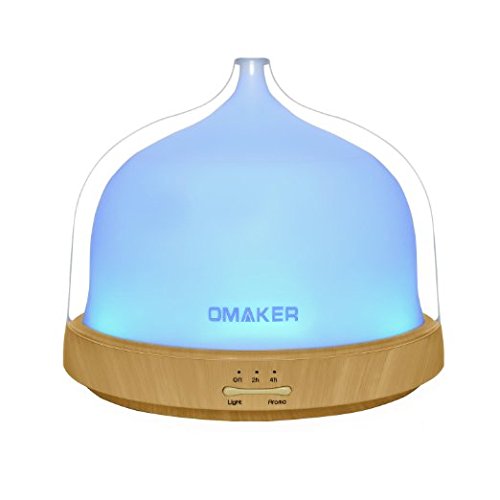 Omaker アロマディフューザー 200mL 超音波式加湿器 （睡眠モードあり/7色変換LED付き/空焚き防止機能搭載)タイマー動作機能搭載 アロマライト　OMC110
