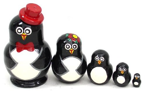 5 pcs Russian Nesting Doll PENGUINS FAMILY (m2990)