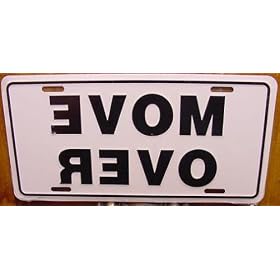 Move Over White Embossed Metal License Plate
