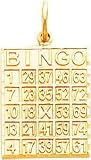10K Yellow Gold Bingo Card Charm Polished Jewelry New