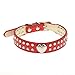 Urparcel 2 Rows Rhinestone Bling Heart Studded Leather Dog Collar For Small Or Medium Pet Collar (Red, Medium)