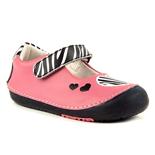 Momo Baby Girls First Walker/Toddler Zebra Hearts Mary Jane Leather Shoes