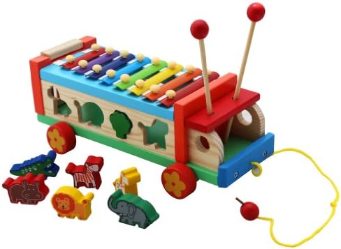 Kids Learning Bug Glockenspiel Xylophone with Animal Puzzle on Wheels