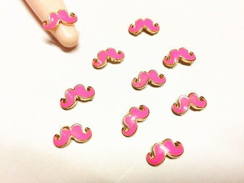 20 pcs 3D Bow Mustache Nail Art Decals Nail Art Tips DIY Decorations (pink mustache)