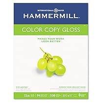 Hammermill 15502-0 Color Copy Gloss Paper, 32-lb., 8-1/2 X11, White, 500 Sheets/ream