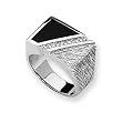 Diamond & Onyx Sterling Silver Men's Ring (Sizes 9-11)