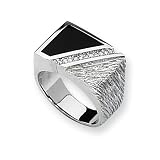 Diamond & Onyx Sterling Silver Men's Ring (Sizes 9-11)
