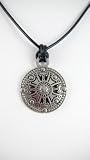 Diabolik 85258 Pewter Viking Hammer Warrier Shield Medallion on Leather Cord