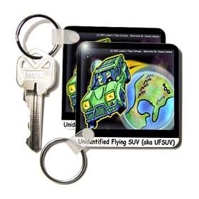 Londons Times Funny Aliens Cartoons - UFOHHHHHHH Flying SUV - Key Chains