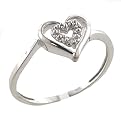 10K White Gold .005ct.t.w. Double Heart Diamond Ring
