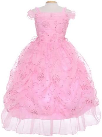 Pink Organza Sequin Pick Up Pagent Flower Girl Dress Baby Girl 6M