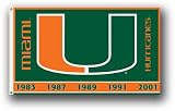 Miami Hurricanes 2-Sided 3 Ft. X 5 Ft. Flag W/Grommetts - NCAA