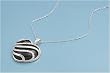 Sterling Silver Necklace - Heart Pendant with Clear CZ and Black Onyx - 26mm Pendant Height