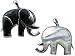 Onyx Royal Elephant Pendant with Ruby Eye and Mother of Pearl Backing, 925 Sterling Silver
