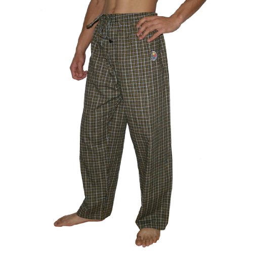 Mens NFL Pittsburgh Steelers Plaid Cotton Thermal Sleepwear / Pajama Pants - Black & Yellow (Size: 2XL)