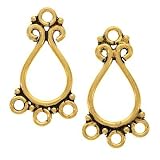 Gold Plated Sterling Silver Teardrop Chandelier Earrings Parts 25mm