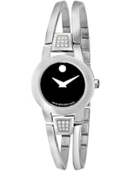 Movado Womens 604982 "Amorosa" Diamond-Accented Stainless Steel Bangle Watch