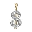 14K Two-Tone Gold Diamond Dollar Sign Pendant - 0.05 Ct.