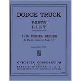 1936 DODGE TRUCK Parts Book List Guide Catalog by Dodge