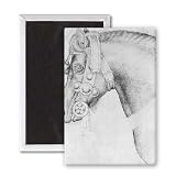 Head of a horse, from the The Vallardi Album.. - 3x2 inch Fridge Magnet - large magnetic button - Magnet