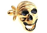 Gold Skull Pirates in the Caribbean Jolly Rodger Cufflinks Cuff Links