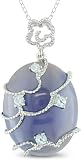 Silver 20-1/5ct Purple Jade and Blue Topaz Pendant