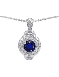 Original Star K (tm) 8mm Round Created Sapphire Bali Style Pendant in .925 Sterling Silver