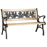 Astonica Wood and Cast-Iron Bench with Autumn-Leaf Design
