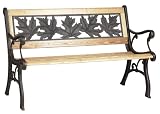 Astonica Wood and Cast-Iron Bench with Autumn-Leaf Design