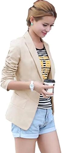 HL-S Womens Blazer Jacket Sequins Patchwork Khaki XL