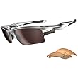 Oakley Fast Jacket XL Men's Polarized Sport Outdoor Sunglasses w/ Free B&F Heart Sticker - Silver/OO Black, Persimmon