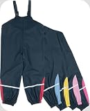 PLAYSHOES trendige Regenhose, Matschhose, Regentraegerhose BASIC (Farbe waehlbar), marine/rot, 128