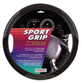 Superior 58-1100B Slip-On Massage -Velour Black Steering Wheel Cover