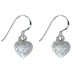 Sterling Silver Foil Heart Dangle Earrings