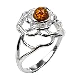 Sterling Silver Baltic Amber Celtic Flower Ring