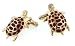 Attractive yellow gold plated turtle cufflinks with red enamel accents with presentation box. Made in the U.S.A