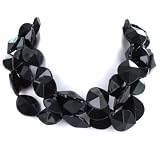 Black Double Strand Faceted Stone Necklace with Dark Metal Colored Clasp