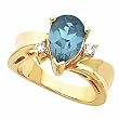 14K Yellow Gold Aquamarine and Diamond Ring