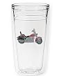 Red Motorcycle 12 oz Slimline Insulated Beverage Tumbler, Clear