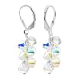 SCER008 Made with Swarovski Elements� Clear Crystal Cluster Sterling Silver Leverback 1" Long Dangle Earrings
