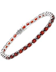 Genuine Morne Rouge (TM) Bracelet. 15.50 Ctw Garnet Sterling Silver Tennis Bracelet - Material/Stone: Garnet. 12.8 grams in weight and 8 inches in length. 100% Satisfaction Guaranteed.