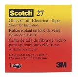 3M Glass Cloth Electrical Tape 27, White, Rubber Thermosetting Adhesive, 1/2-Inch by 66-Foot