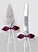 Burgundy Satin Bow Ivory Ribbon Cake Knife and Server Set for Wedding or Ceremony