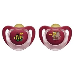 NUK 10172056 Latex Beruhigungssauger (Schnuller) Janosch Starlight mit Ring, Gr��e 2 (6-18 Monate), BPA-frei, 2 St�ck, rot